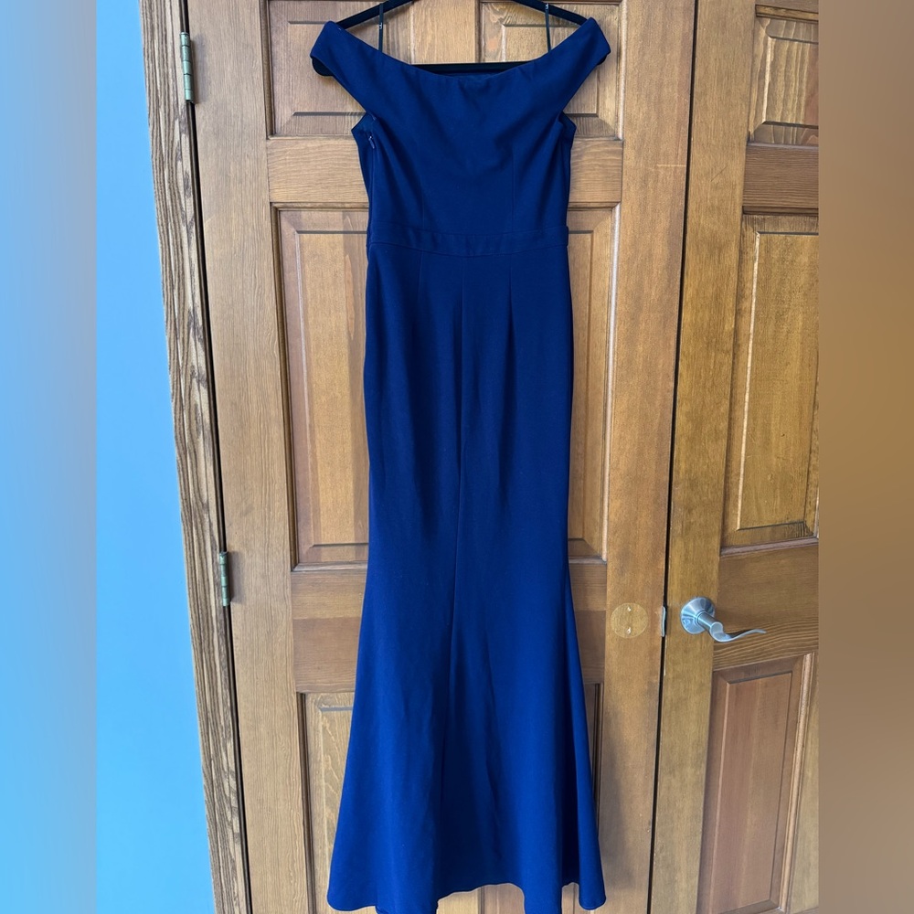 Lulu's Navy Blue Off-Shoulder Maxi Dress - Picture 2 of 2